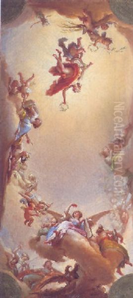 Apolo Protegiendo Las Ciencas Oil Painting by Francisco Bayeu Y Subias