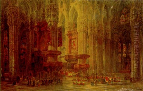 Cathedral Interior Oil Painting by Wyke Bayliss