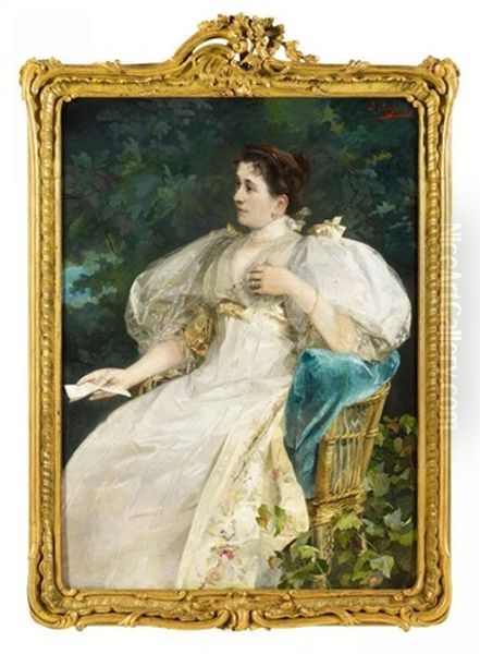 Portrat Der Helene Deutsch, Der Schwagerin Von Johann Strauss Oil Painting by Franz von (Choisy Le Conin) Bayros