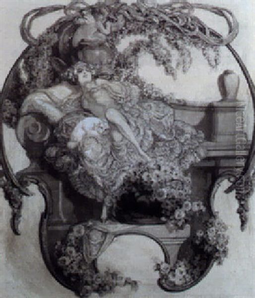 A Fantasy Oil Painting by Franz von (Choisy Le Conin) Bayros