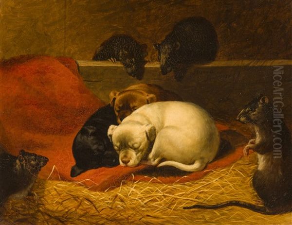 Peep At Growing Danger Oil Painting by James Henry Beard