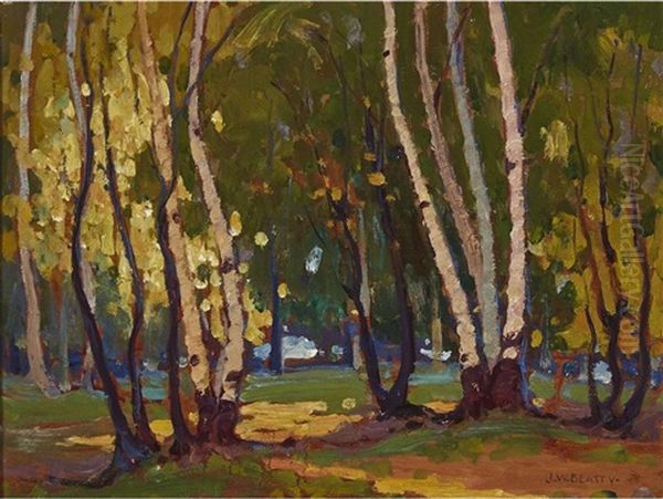 Sunlit Woods Oil Painting by John William Beatty