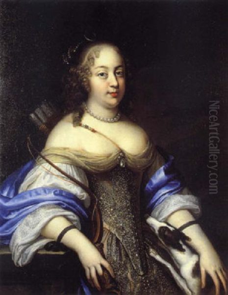 Portrait De Jeune Femme Au Collier De Perles Oil Painting by Charles Beaubrun