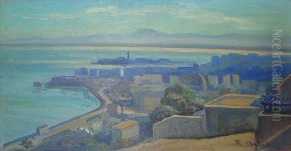 Vue Du Port D'alger Oil Painting by Romeo Charles Aglietti