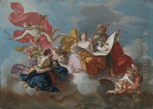 The Arts - A Modello For A Ceiling Decoration Oil Painting by Claudio Francesco Beaumont