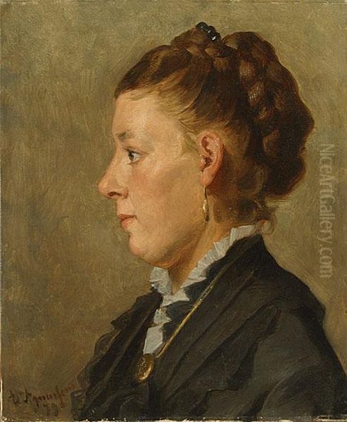 Portret Van Een Jonge Vrouw. Oil Painting by Edouard Agneessens