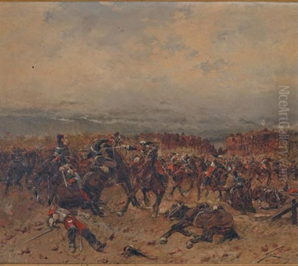 Combat Sous Verdun Oil Painting by Wilfrid Constant Beauquesne