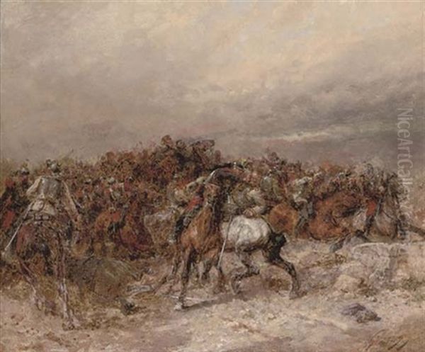 At The Foray Oil Painting by Wilfrid Constant Beauquesne