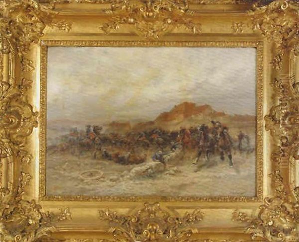 La Batterie Soutenue Oil Painting by Wilfrid Constant Beauquesne