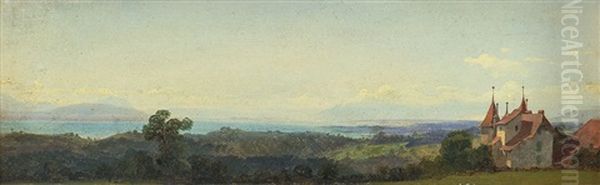 Scorcio Del Lago Oil Painting by Angelo Beccaria