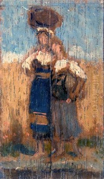 Contadinelle Oil Painting by Luigi Bechi