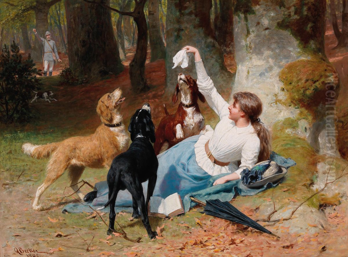 Found Oil Painting by Albert Becker