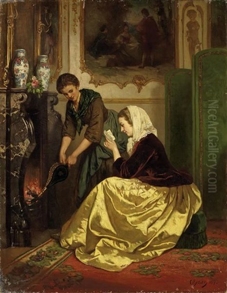 Am Kamin Oil Painting by Carl Ludwig Friedrich Becker