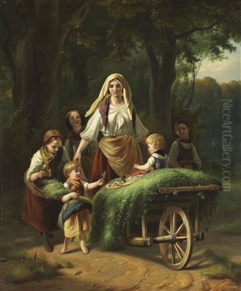 Die Heimkehr Aus Dem Walde Oil Painting by Jakob Becker