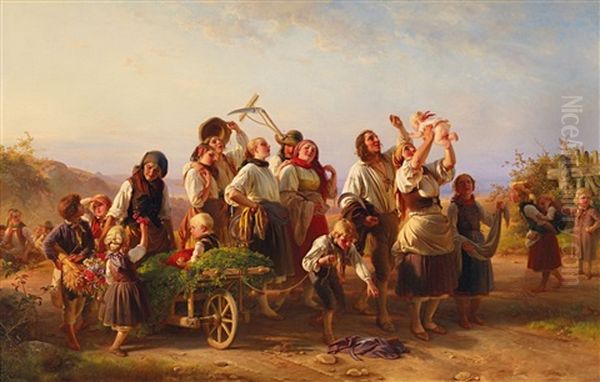 Heimkehrende Schnitter Oil Painting by Jakob Becker