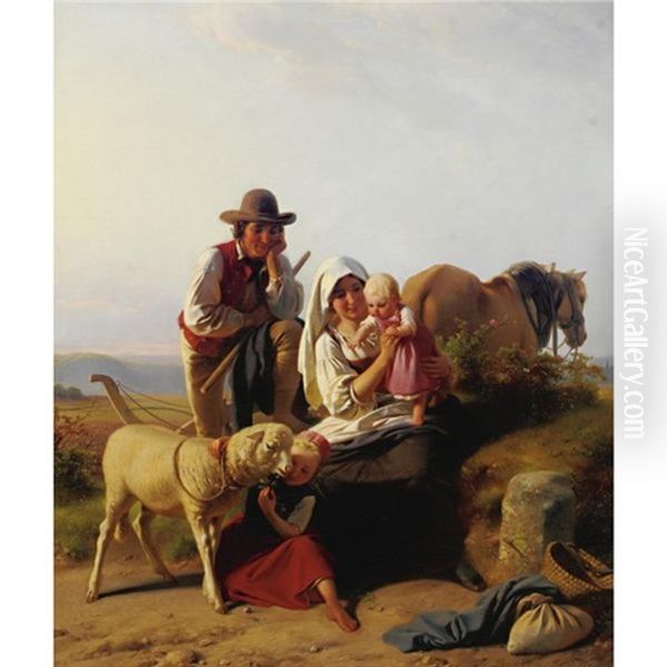 Shepherd Family Oil Painting by Jakob Becker
