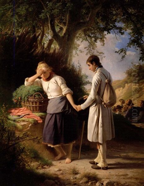 Wanderer Am Wegesrand Oil Painting by Jakob Becker