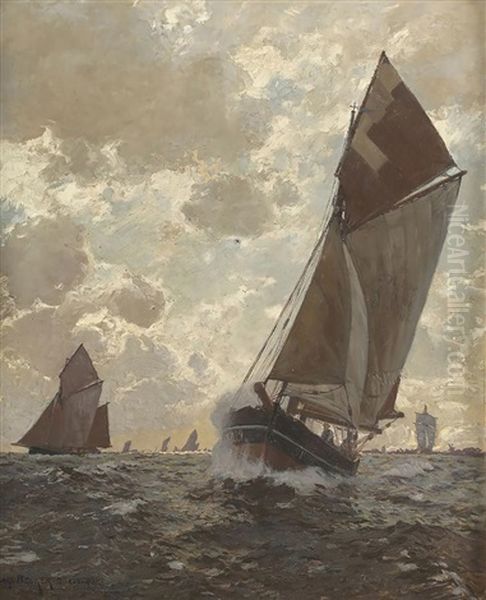 Boote Auf Dem Wasser Oil Painting by Carl Becker