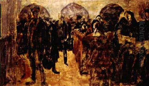 In Der Kirche (sketch) Oil Painting by Karl-Johann Becker-Gundahl