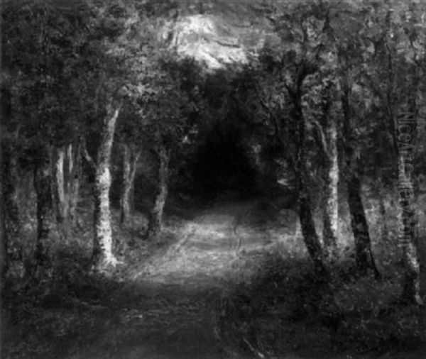 Path Through An Autumn Wood Oil Painting by Maria A' Becket