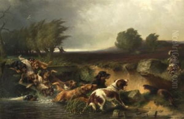 Otterjagd Oil Painting by Ludwig Beckmann