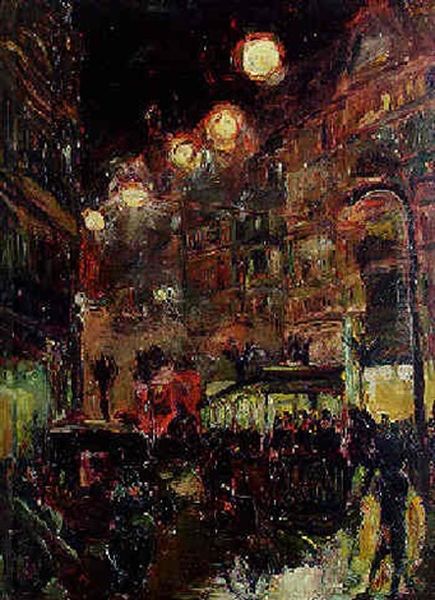 Strasse Bei Nacht Oil Painting by Max Beckmann