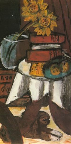 Nachstilleben Mit Sonnenblumen Oil Painting by Max Beckmann