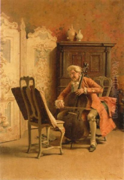 The Cellist Oil Painting by Paolo Giovanni Bedini