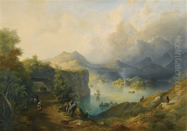 Upper Lake, Killarney, Taken From The Tunnel Oil Painting by Richard Bridges Beechey