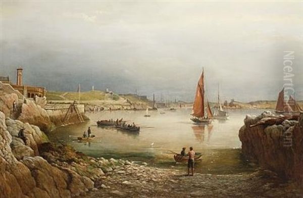 A Lazy Afternoon Off Plymouth Hoe Oil Painting by Richard Bridges Beechey
