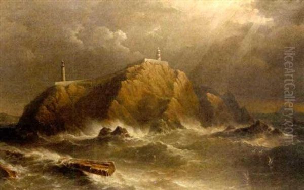 Eagel Island Off Erris Head, W. Coast Of Ireland Oil Painting by Richard Bridges Beechey
