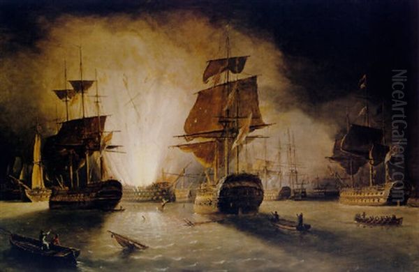 Battle Of The Nile Oil Painting by Richard Bridges Beechey