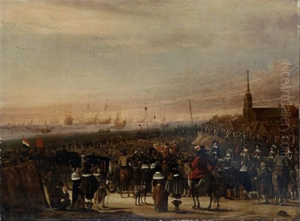 The Embarkation Of King Charles Ii At Scheveningen Oil Painting by Cornelis Beelt