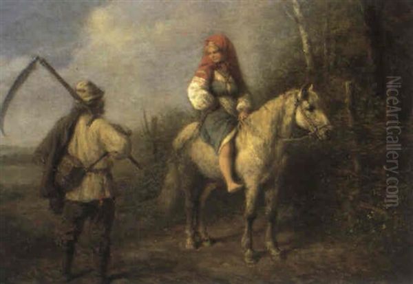 Begegnung Am Waldrand Oil Painting by Wilhelm Amandus Beer