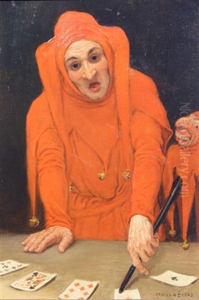 Nar Achter Kaartspel Oil Painting by Jan van Beers