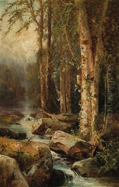 Birch Trees By The River Oil Painting by Julie (Hart) Beers