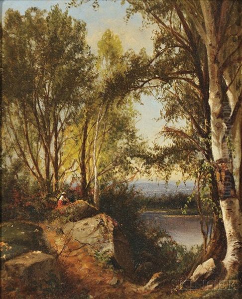 Hudson River School Landscape Oil Painting by Julie (Hart) Beers