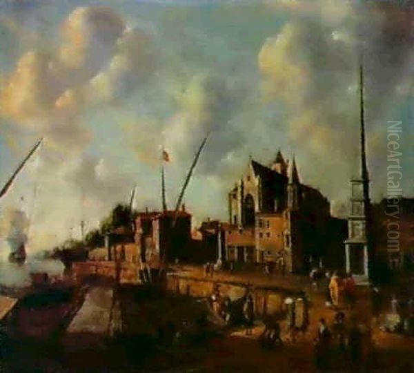 Scene De Port Mediterraneen Oil Painting by Jan Abrahamsz. Beerstraten