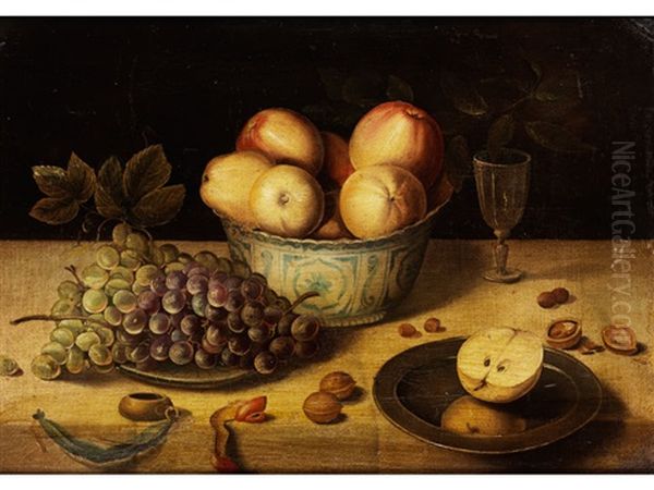 Stillleben Mit Fruchten, Porzellanschale Und Weinglas Oil Painting by Osias, the Elder Beert