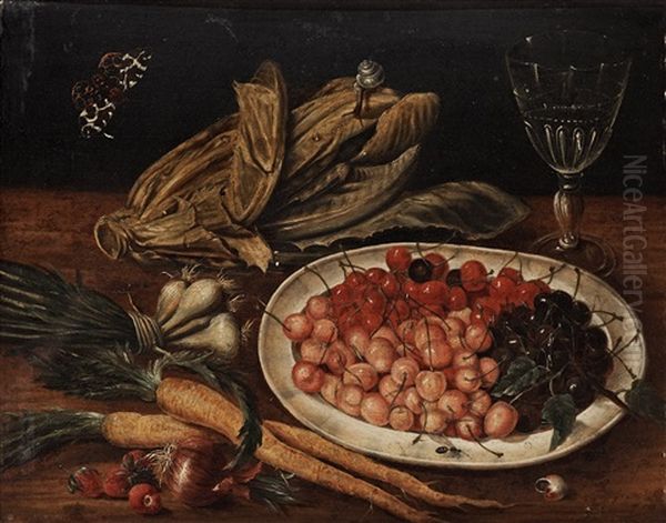 Stilleben Med Korsbar, Gronsaker & Glas Oil Painting by Osias, the Elder Beert