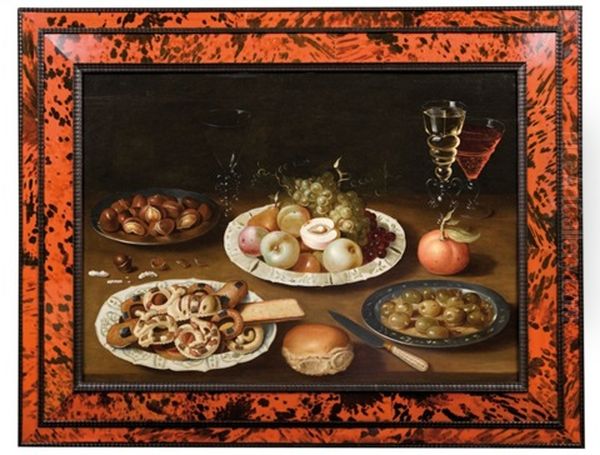 Nature Morte Aux Quatre Plats Et Verres De Vin Oil Painting by Osias, the Elder Beert