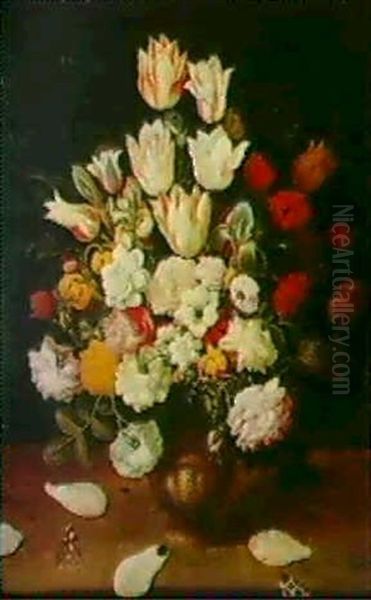 Vase De Fleurs Sur Un Entablement Oil Painting by Osias, the Elder Beert