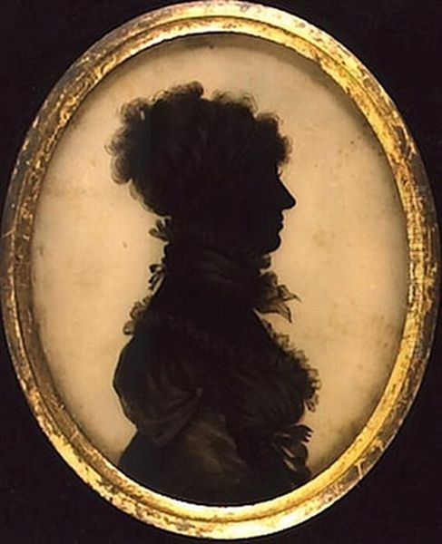 A Lady, Profile To The Right, Wearing Dress With Lace Trim, Ruff And Scarf About Her Neck And Strings Of Pearls In Her Hair Oil Painting by Isabella Beetham