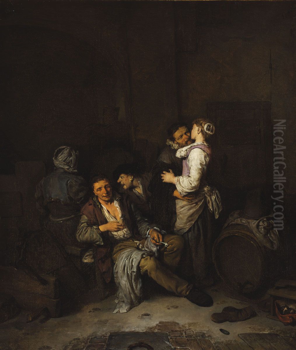 Peasants In A Tavern Oil Painting by Cornelis Pietersz Bega