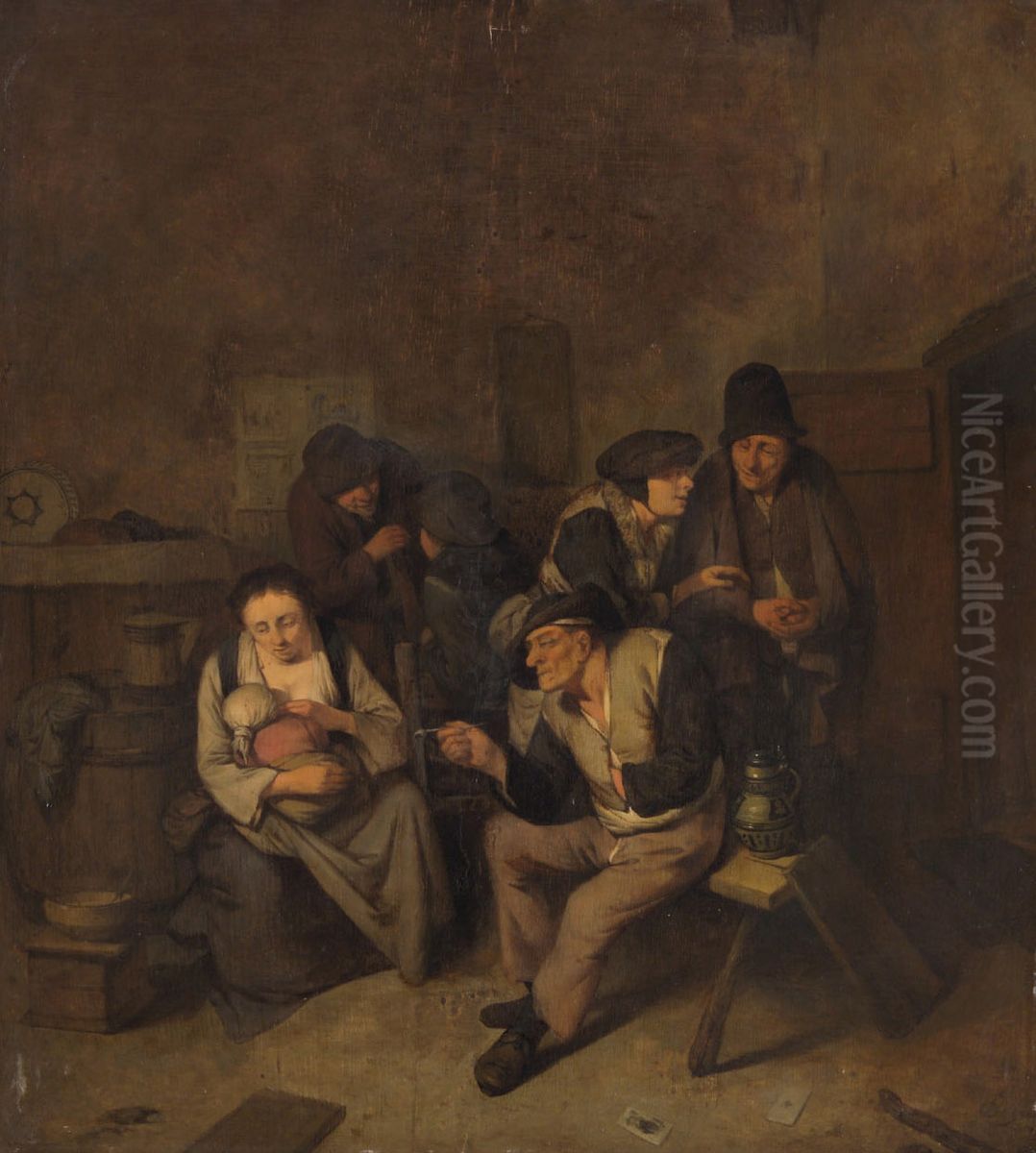 Bauern In Der Stube Oil Painting by Cornelis Pietersz Bega
