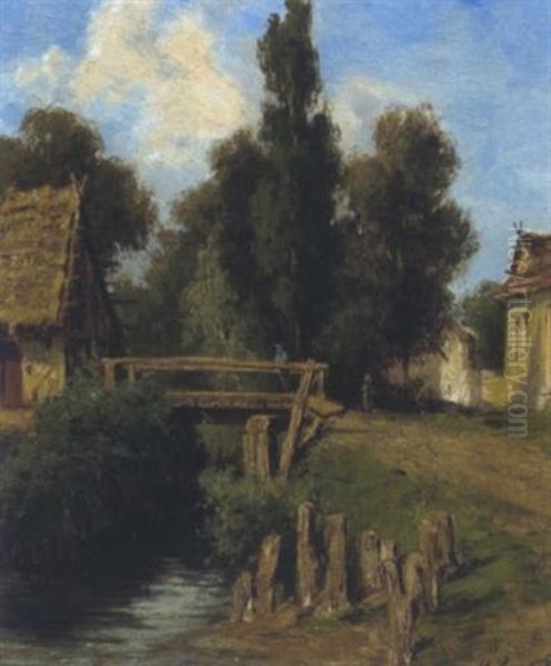 An Der Holzbrucke Oil Painting by Luise Begas-Parmentier