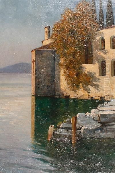 Autumn Evening On Lake Garda Oil Painting by Curt Agthe