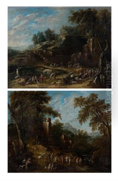 La Guerison Des Paralytiques (+ Le Christ Et Le Centurion; Pair) Oil Painting by Joachim-Franz Beich