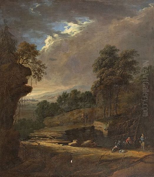 Landschaft Mit Falkenjagern Oil Painting by Joachim-Franz Beich