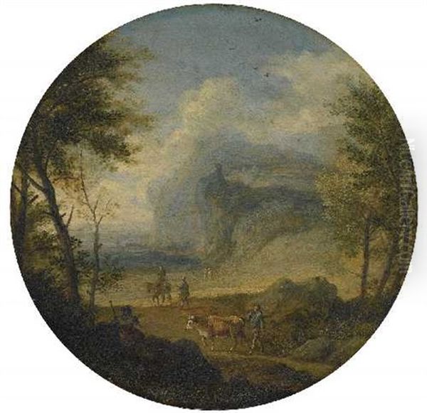 Phantastische Gebirgslandschaft Mit Figurenstaffage Oil Painting by Joachim-Franz Beich